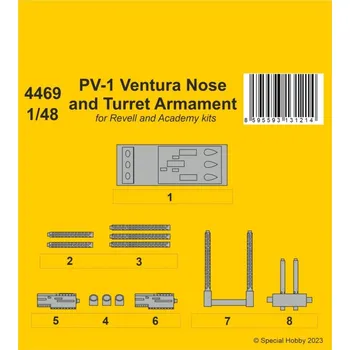 Plastikový model 1/48 PV-1 Ventura Nose&Turret Armament (REV/ACAD)