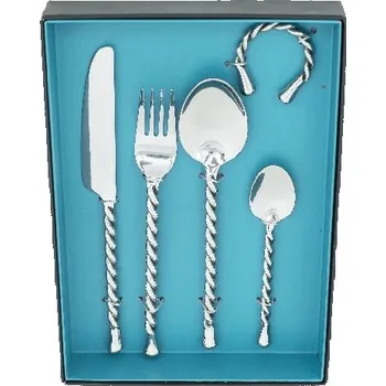 Příbor Luxusní, ručně vyráběné příbory z reckylované oceli Spirála, velikost balení: 26 cm, 5 ks v balení|Ego Dekor