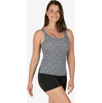 Dámské plavky DECATHLON Dámské jednodílné nohavičkové plavky Tankini Heva Leo 44 ČERNÁ