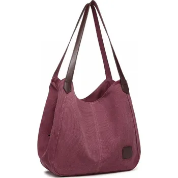 Dámská taška na rameno canvas Kono Saviora - bordó - velikost L EB2040L-CT