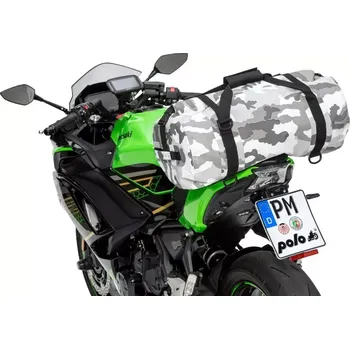 Zavazadlo na motocykl QBag nepromokavý moto válec 45l camouflage (Voděodolný motoválec Camouflage)