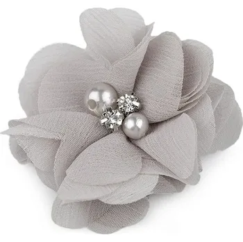 umělá květina Květ Ø5 cm s kamínky 10 kusů - 12 šedá světlá