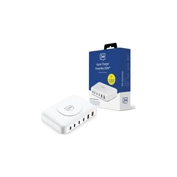 3mk síťová nabíječka - Hyper Charger PowerMax 100W, GaN 4x USB-C (PD) / 2x USB, bílá
