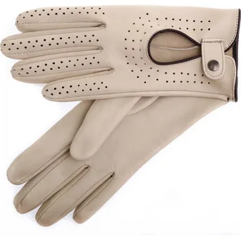 Rukavice Špongr Dámské kožené řidičské rukavice ZONDA břízově hnědé s hnědými detaily Velikost: 8"