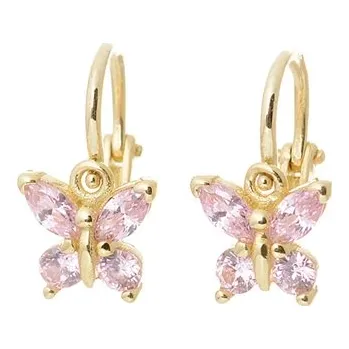 Náušnice Dětské náušnice zlaté motýlek se zirkony ZNA242F + Dárek zdarma