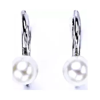 Náušnice Stříbrné náušnice přírodní perla bílá - NK1183m (Stříbrné náušnice s přírodní perlou bílou 5,5 mm)