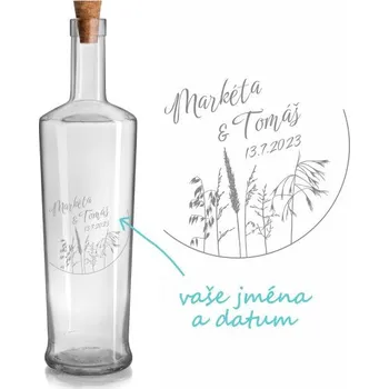 Svatební pískovaná láhev Olea Piede Luční trávy 0,7 l