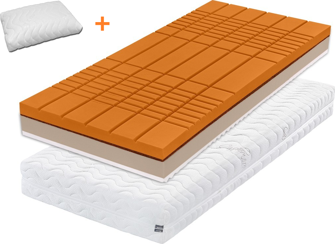 Tropico ROMANTIKA KAŠMÍR 20 cm - ortopedická matrace s kokosovým vláknem a polštářem Lenoškem zdarma 90 x 200 cm, snímatelný potah