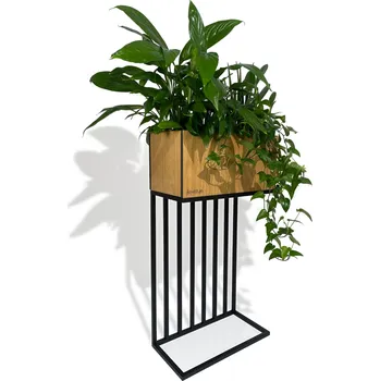 Květináč Kovový květináč s dubovým dřevem HARMONIC 42x22x80cm
