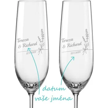 Sklenice Svatební skleničky na sekt Levandule, 2 ks