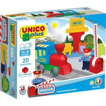 ostatní stavebnice Stavebnice Unico Plus Lokomotiva, stanice a závora 20 ks, 8547-0000