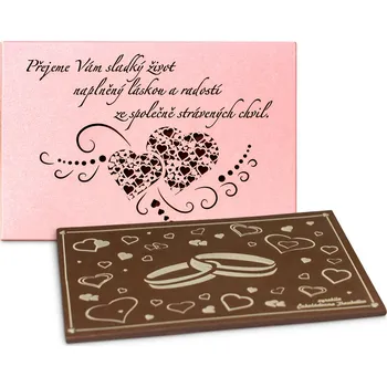 Čokoláda Čokoládovna Troubelice Čokoláda SVATBA - perleť růžová srdíčka, 120g Varianta: hořká 75%