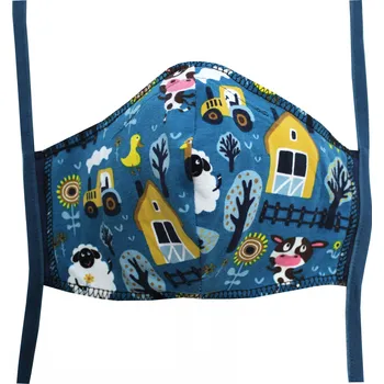 rouška Breberky Rouška pro děti (7-12 let) Tmavě modrá, Farma (modré gumičky)