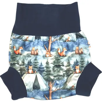 Plenkové kalhoty Breberky Natahovací svrchní kalhotky PUL - Liška ve stanojeskyni VELIKOST: S (4-7kg)