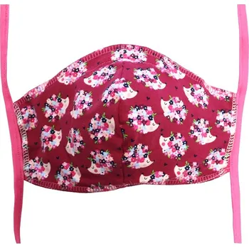 rouška Breberky Rouška pro děti (3-6 let) Růžová, Ježečci (Růžové a fialové gumičky)