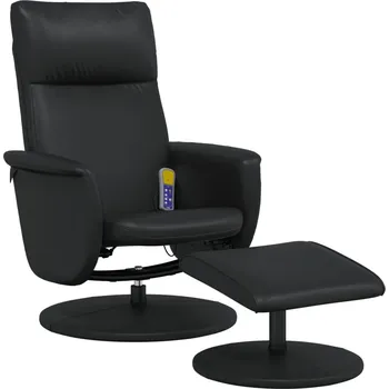 Křeslo Masážní polohovací křeslo s podnožkou černé umělá kůže