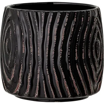 Květináč Bloomingville Květináč s drážkovaným povrchem HENA V.12 cm černý