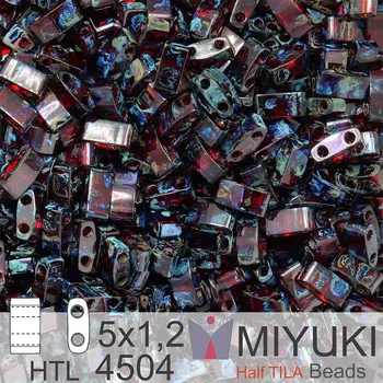 Korálek Korálky Miyuki Half Tila. Barva Transparent Ruby Picasso HTL 4504. Balení 3g.