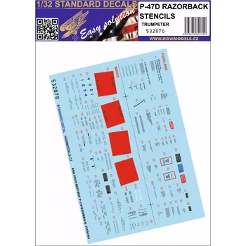 Plastikový model HGW 1/32 Decals P-47D Razorback STENCILS (TRUMP)