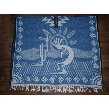 Dámské pončo Pončo (Kokopelli, modré)