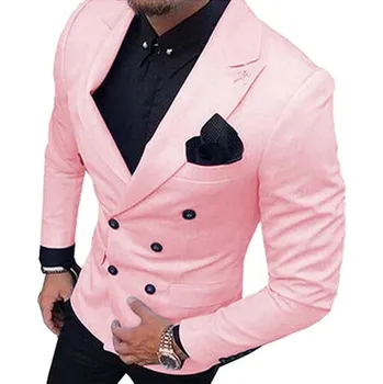 Luxusní pánské dvouřadé sako Barva: Růžová, Velikost: L
