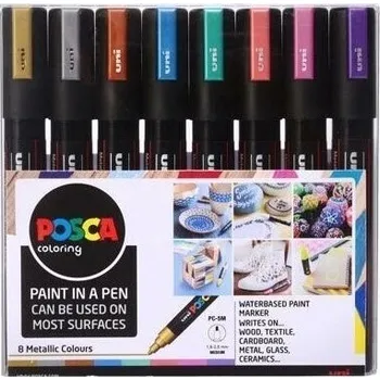 mitsubischi p153544855 Akrylové fixy Posca 1.8-2.5 mm - sada 8 Metalických barev