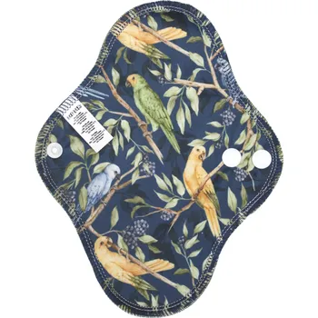 Menstruační vložka Breberky BIO Denní vložka (PUL) - Papoušek Indigo & přírodní bambusovo-biobavlněné froté