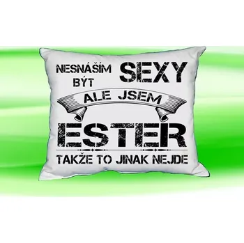 Dekorativní polštářek Polštář se jménem ESTER Bilý (polštářek nesnáším být sexy ale jsem ???)
