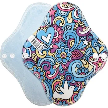 Menstruační vložka Breberky Denní vložka (PUL) - Hippie na modré, sv. modrý velur (kojenecký plyš)