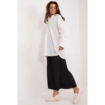 Dámská košile Lakerta Bílá dlouhá košile s ozdobou na rukávech Velikost: S/M