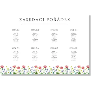 Svatební dekorace Personal Zasedací pořádek - Luční květiny