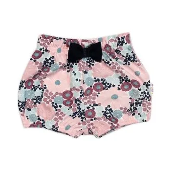 Kojenecký body Kraťásky s mašličkou Baby Nellys, Blooming Flowers, bavlna, růžové, vel. 104; 104 (3-4r)