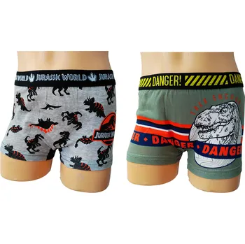 Boxerky Sun City Chlapecké boxerky JURSKÝ SVĚT bavlna 2pack šedozelené Šedozelená, Velikost: 104/110 104/110