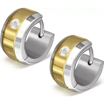 Náušnice Náušnice z oceli 316L ve zlato-stříbrné barevné kombinaci, čirý zirkon