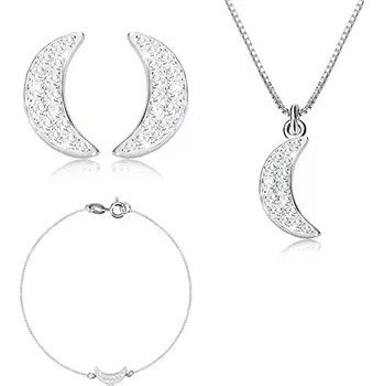 Souprava šperků Stříbrný trojset 925 - zářivý půlměsíc s transparentními zirkony