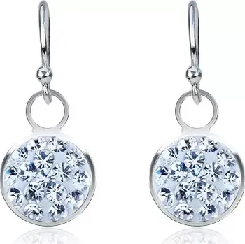Náušnice Stříbrné náušnice 925 - visací objímka s čirými zirkony, 7 mm