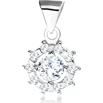 Přívěsek Přívěsek ze stříbra 925, obrys slunce, čiré třpytivé zirkony, rhodiovaný povrch