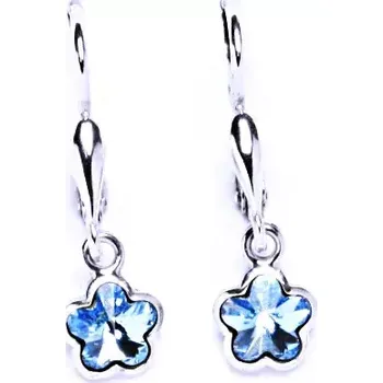 Náušnice Stříbrné visací náušnice kytičky Swarovski akvamarine - NK20/1297 (Stříbrné náušnice s krystaly Swarovski)