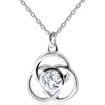 Náhrdelník Náhrdelník ze stříbra 925, lesklý obrys květu, kruhové lupínky, zirkon