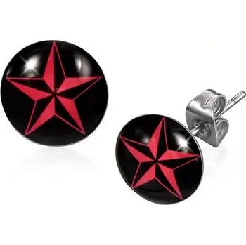Náušnice Náušnice z oceli - červená NINJA hvězda