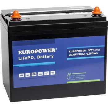 Trakční baterie Baterie EUROPOWER řady LFP LiFePO4 25,6 V 50 Ah (životnost >2000 cyklů)