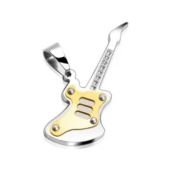 Přívěsek Přívěsek z oceli 316L - dvoubarevná kytara s čirými kulatými zirkony
