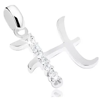 Přívěsek Stříbrný přívěsek 925, písmeno H, jemně zvlněné linie, čiré zirkonky