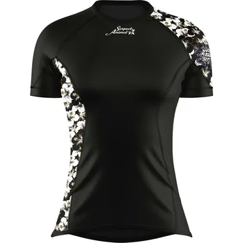 Dámské funkční triko krátký rukáv FLOWERS černá Bamboo Ultra