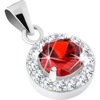 Přívěsek Přívěsek ze stříbra 925, kulatý zirkon červené barvy, čirý lem