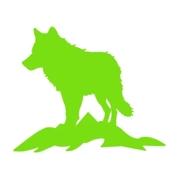 Polep vozidla Vlk 031 levá hory (04 - zelená kawasaki) SAMOLEPKA NA AUTO, NÁLEPKA, FÓLIE, POLEP, TUNING, VLASTNÍ TEXT, TISK, AUTOSAMOLEPKY.cz, POLEPY, OBRÁZEK, LOGO, 3D STICKERS