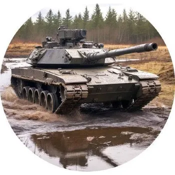 Jedlá dekorace na dort Jedlý papír vojenský tank 19,5cm - PICTURE