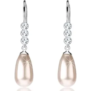Náušnice Náušnice, stříbro 925, čiré krystalky Swarovski a Swarovského perla