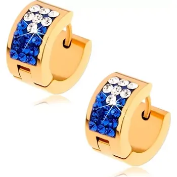 Náušnice Náušnice zlaté barvy, chirurgická ocel, čiré a tmavomodré zirkony