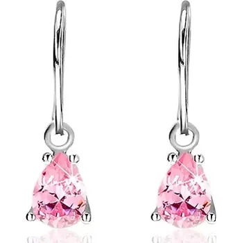 Náušnice Visící náušnice ze stříbra 925 - růžové zirkonové slzy na háčku